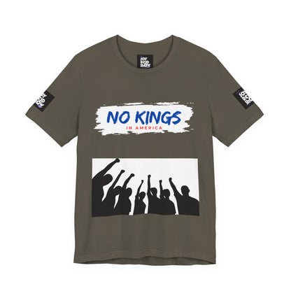 No Kings Tee. Social justice graphic tee in multiple colors.