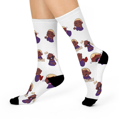 Whimsical Joy Reid Cartoon Crew Socks