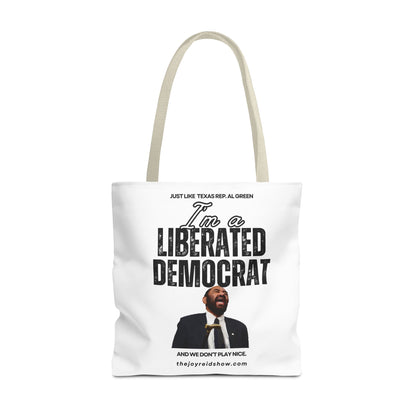 Liberated Democrat Tote Bag - Joy Reid Show AOP, Political Tote, Funny Gift, Statement Bag, Eco-Friendly, Everyday Use
