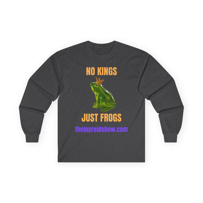"No Kings, Just Frogs" -- Dark Edition, Unisex Ultra Cotton Long Sleeve Tee