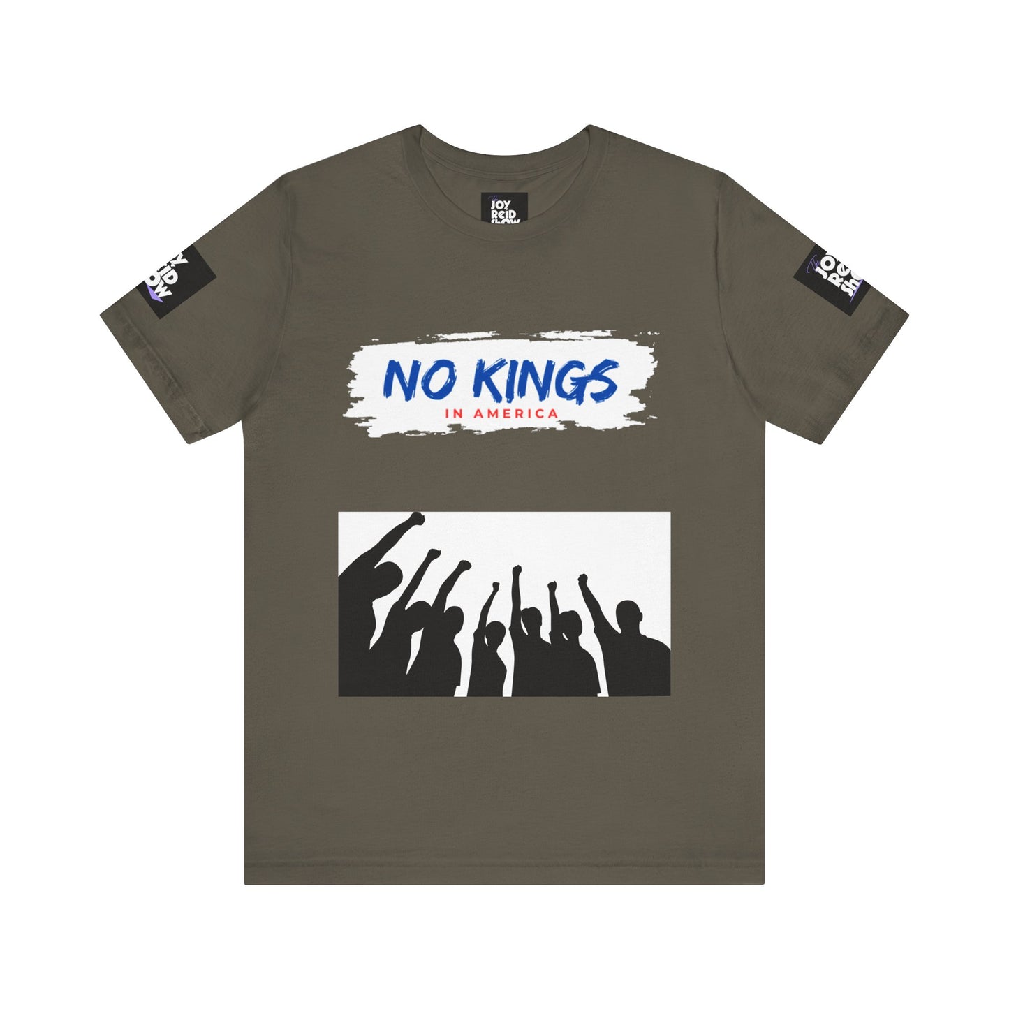 No Kings Tee. Social justice graphic tee in multiple colors.