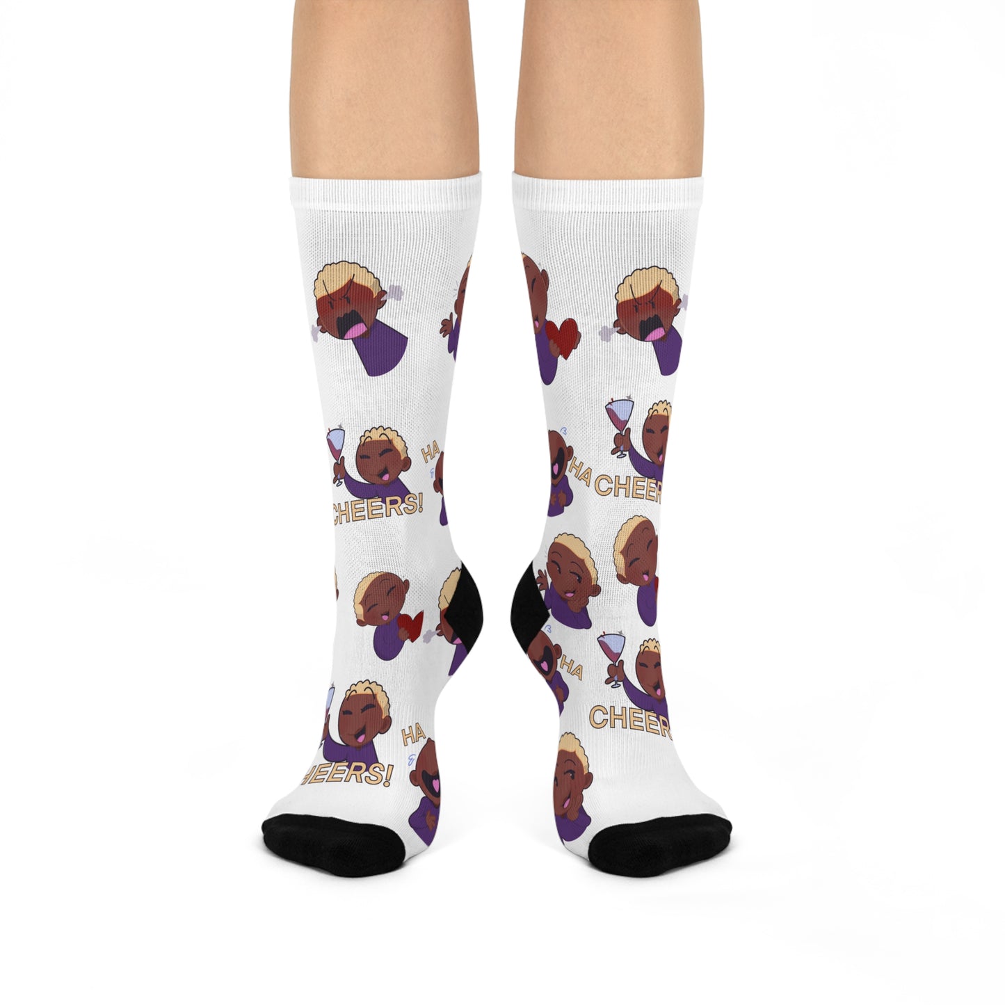 Whimsical Joy Reid Cartoon Crew Socks