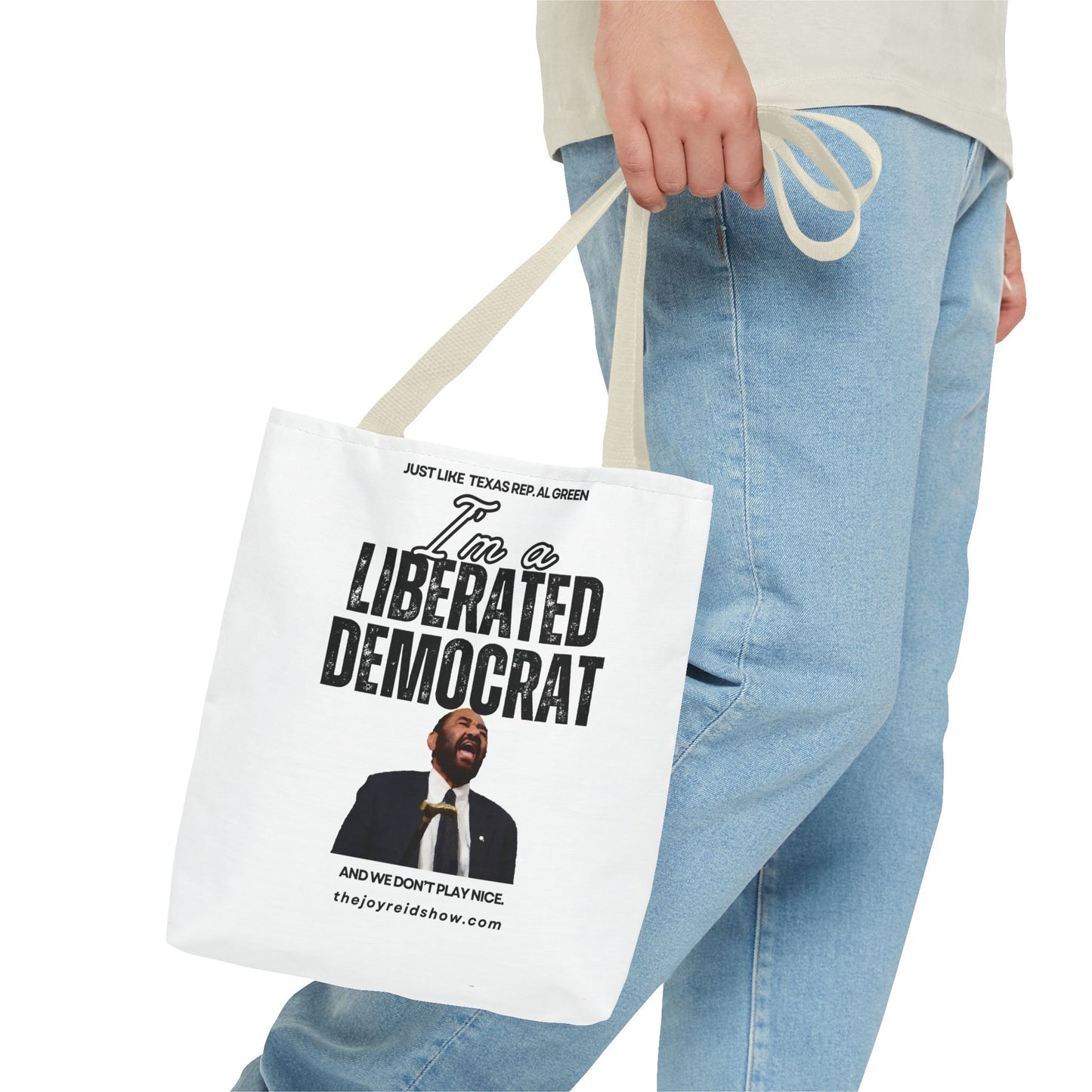 Liberated Democrat Tote Bag - Joy Reid Show AOP, Political Tote, Funny Gift, Statement Bag, Eco-Friendly, Everyday Use